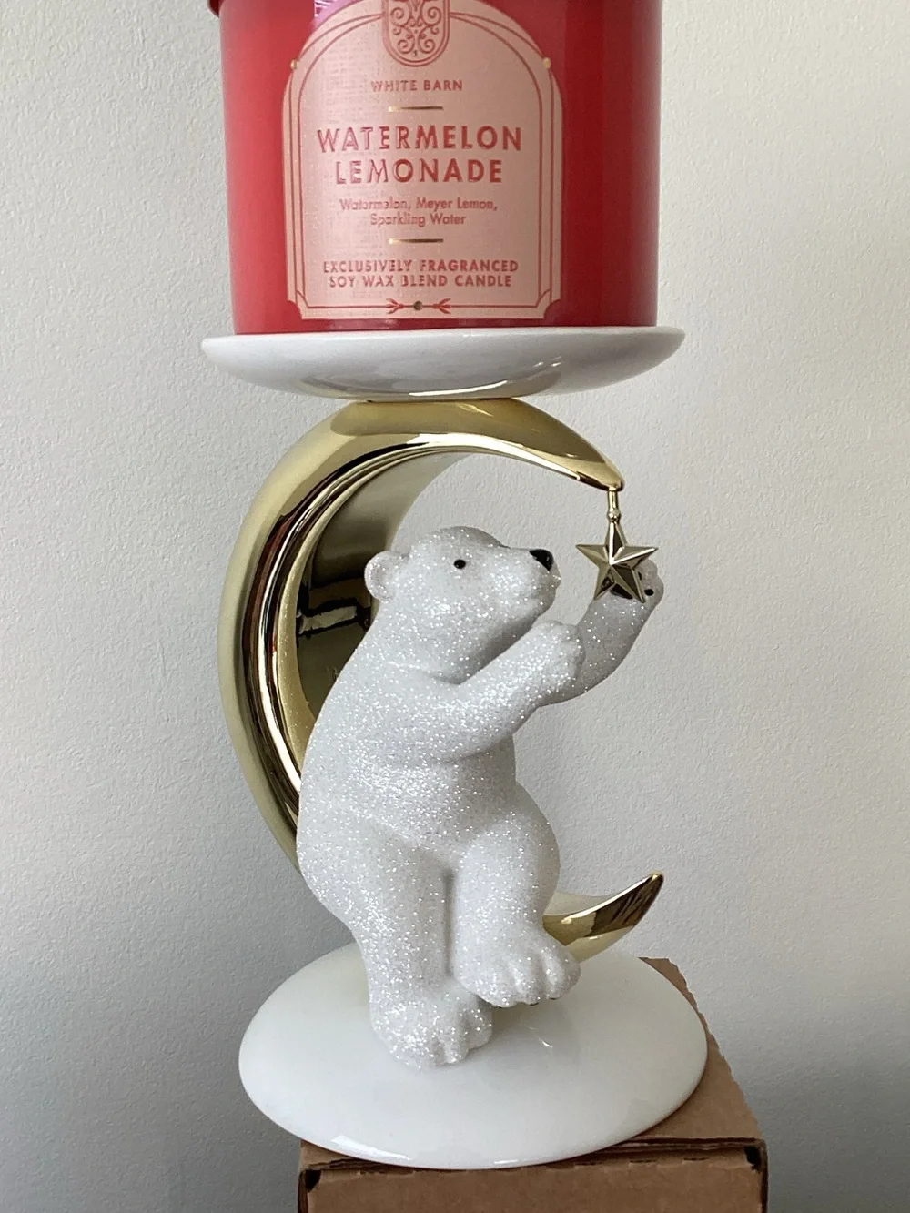 Bath & Body Works Holiday Polar Bear Moon Crescent Three Wick Candle Holder